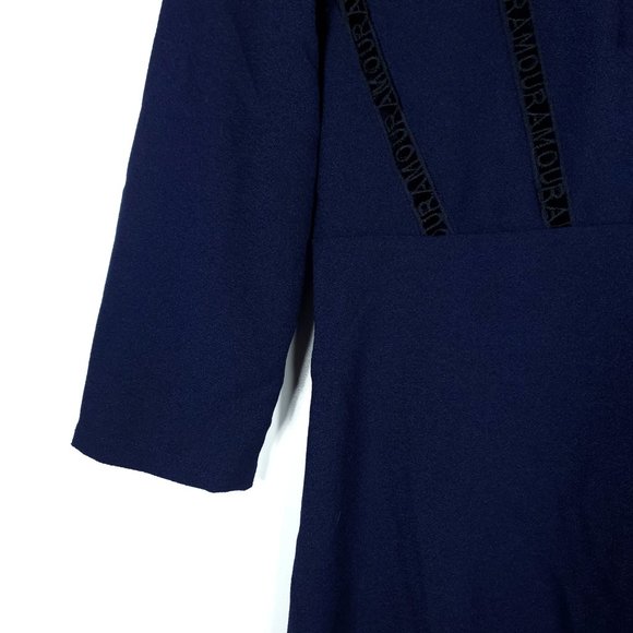 Maje Navy Blue Crochet Amour Designer Remala Dress - Picture 4 of 12